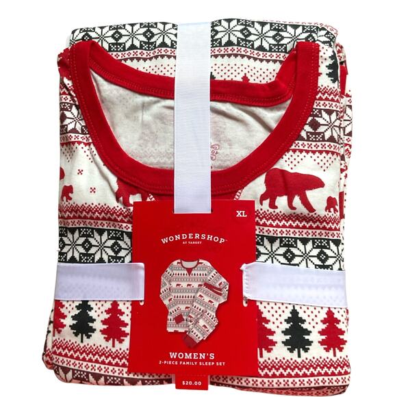 Women's XL Sleep Lounge Set Winter Red White Green NWT - Picture 1 of 5